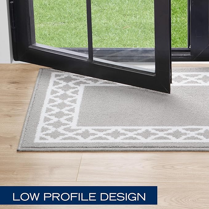 Nautica – Runner Rug 2 Piece Set | Indoor Runners for Hallways and Entry Rugs| Non-Skid Entry and Kitchen Door Mat| Machine Washable Carpet Rugs | 2'2" x 3'9" and 2'2" x 5' | Trellis Light Grey