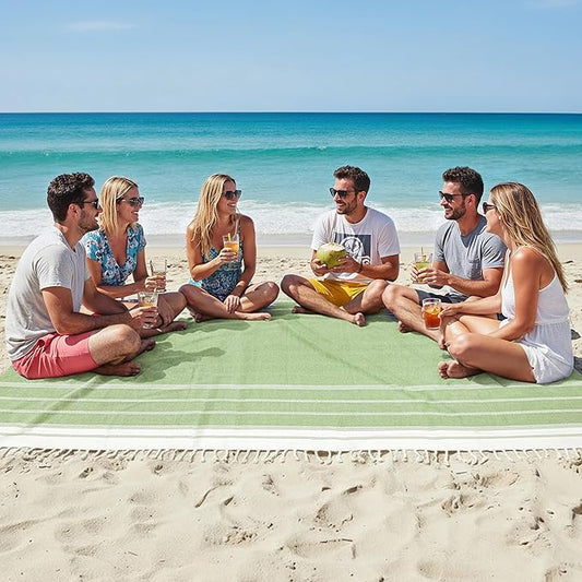 LANE LINEN Beach Blanket Sandproof – Lightweight Oversized Picnic Mat with Quick-Dry Comfort & Diamond Weave Design 82"x82", Beach Accessories Must-Haves, Park Outings, Coastal Getaways – JadeLime