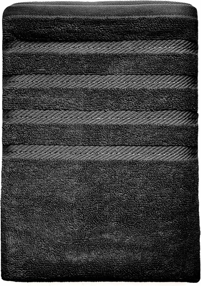 Hearth & Harbor Bath Towels for Bathroom - 100% Ring Spun Cotton Luxury Bathroom Towels - Soft & Highly Absorbent Bath Towels Set, 6 Piece Set, Black