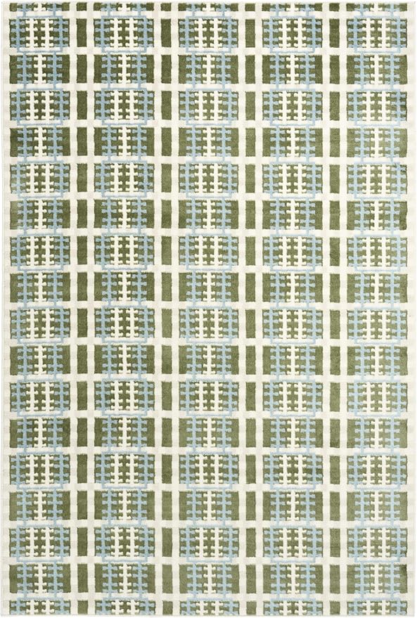 Nourison Home Nordic Blue Green 4' x 6' Area Rug - Easy Clean, Non Shedding, Bed Room, Living Room, Dining Room, Kitchen (4' x 6')