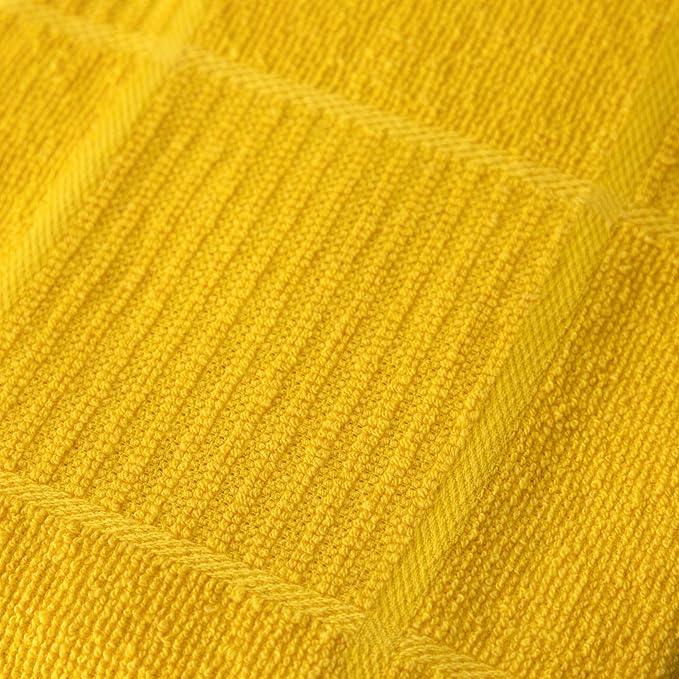 T-Fal Solid & Checked Parquet Kitchen Towels: Highly Absorbent, Super Soft Long Lasting - 100% Cotton, 16"x26" Dish Towels for Cleaning & Drying Dishes, Pans, Glassware, or Countertops, 2-Pack, Lemon