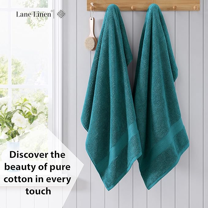 LANE LINEN 100% Luxury Cotton Bath Sheets (35"x66") - 4 Piece - Fade Resistant, Machine Washable, Soft & Highly Absorbent - Eco Friendly, Extra Large Bathroom Towels Sets - Ideal for Guests - Sea Port