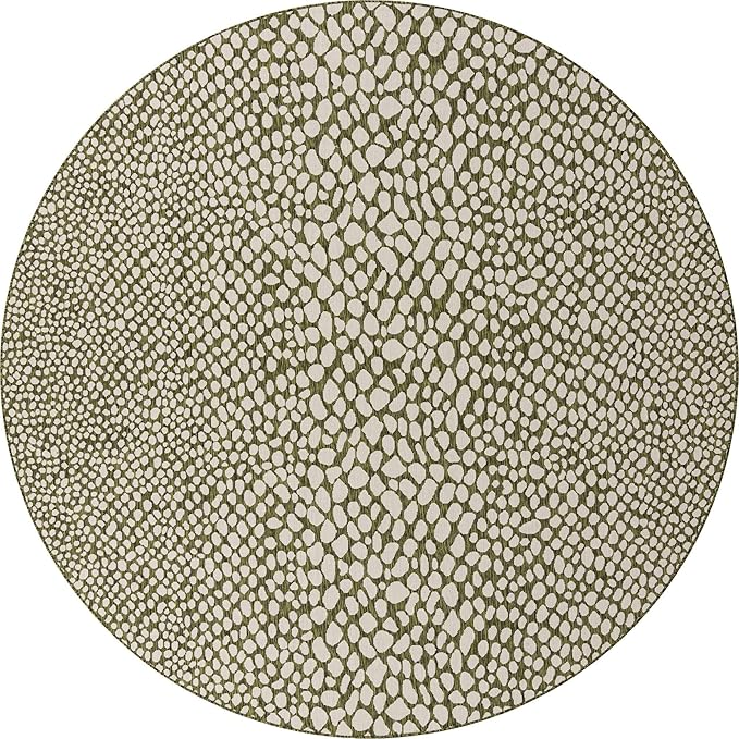 Unique Loom Jill Zarin Outdoor Collection Area Rug - Cape Town (10' 8'' Round, Green/ Ivory)