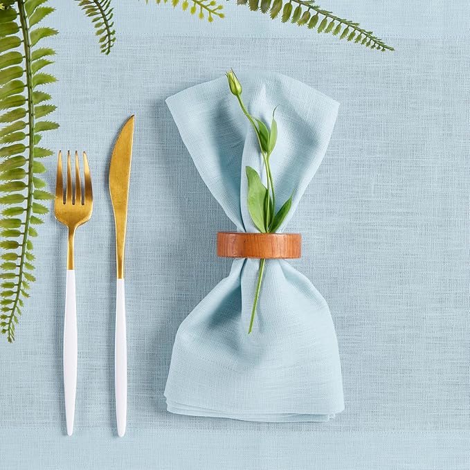 Solino Home Linen Napkins Set of 4-100% Pure Linen Ice Water Dinner Napkins Cloth 20 x 20 Inch - Fete, Handcrafted and Machine Washable - Holiday, New Year