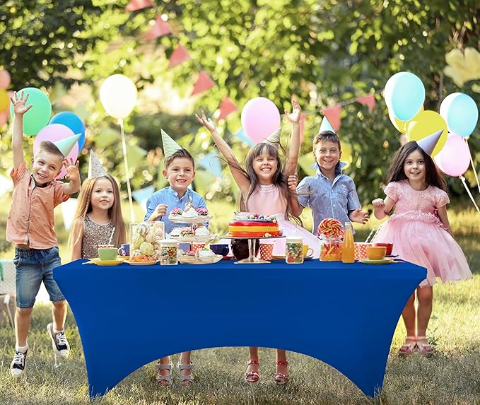 Utopia Kitchen 6FT Spandex Tablecloth [2 Pack, Royal Blue] 200 GSM Stretch, Fitted, Washable and Wrinkle Resistant Table Cloth Rectangle Cover for Trade Shows, Wedding, Parties [72Lx30Wx30H Inch]