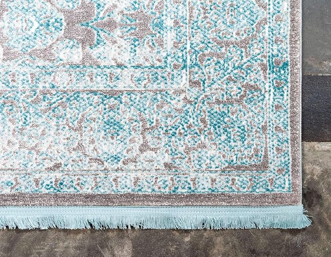 Unique Loom Traditional Classic Intricate Design with Distressed Vintage Detail, Area Rug, 5' 0" x 8' 0", Blue/Gray