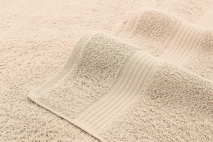 American Veteran 6 Piece Luxury Towel Set, 100% Cotton Turkish Towels - 2 Bath, 2 Hand, 2 Washcloths, Beige