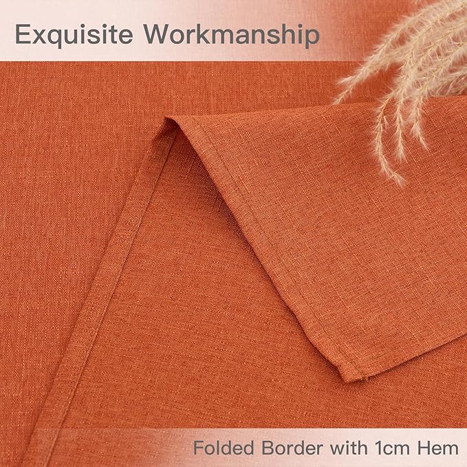 maxmill Linen Textured Square Tablecloth Stain Resistant Waterproof Wrinkle Resistant Washable Wipeable Fall Table Cloth, Decoration for Fall Harvest Fabric Cover for Dining Room, 52 x 52 Inch, Rust