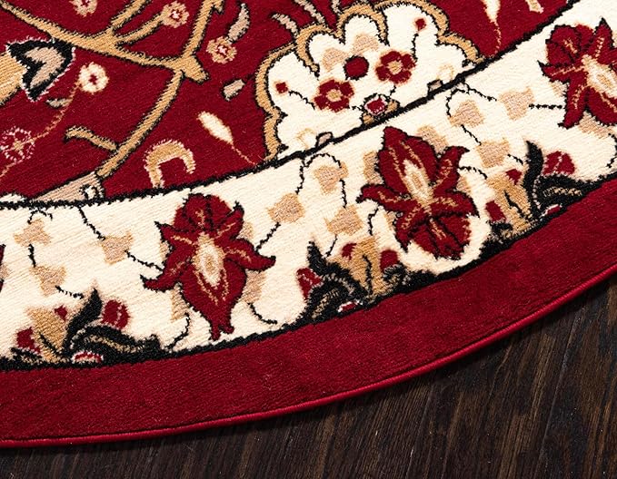 Unique Loom Espahan Collection Area Rug - Cape Cod (7' 10" Round, Red/ Beige)