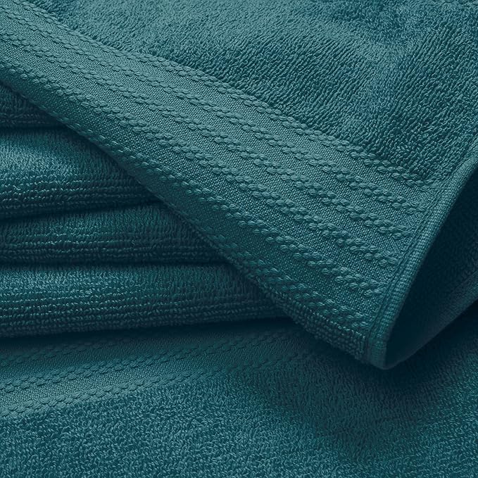 GLAMBURG Ultra Soft 12-Piece Washcloths Set 13x13-100% Ringspun Cotton - Durable & Highly Absorbent Face Towels - Ideal for use in Bathroom, Kitchen, Gym, Spa & General Cleaning - Teal