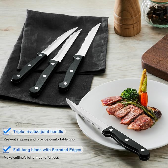 E-far Silverware Set with Organizer, 49-Piece Stainless Steel Flatware Cutlery Set for 8 with Steak Knives, Kitchen Metal Eating Utensils Sets Include Forks Spoons Knife, Mirror Polished & Rust Proof