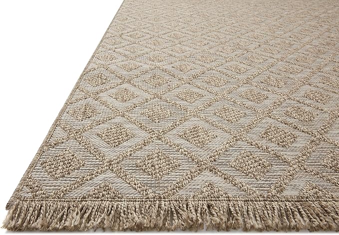 Loloi Dawn Collection Indoor/Outdoor DAW-07 Light Brown 7'-8" x 7'-8" Round Area Rug