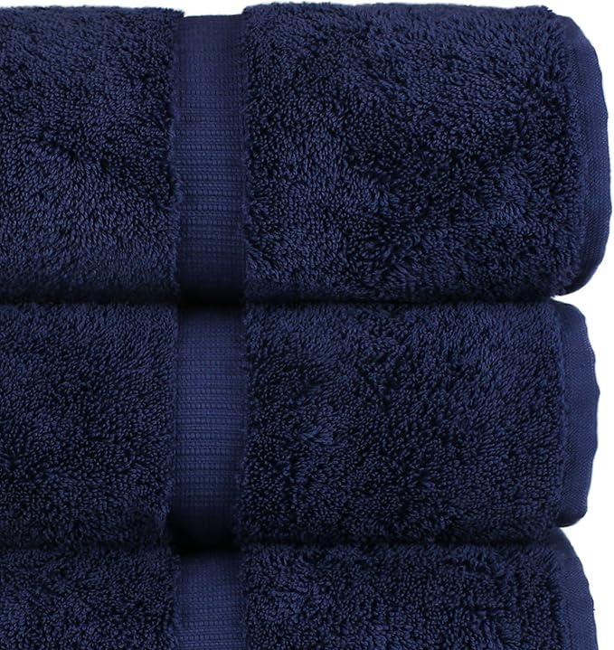 Chakir Turkish Linens 100% Cotton Premium Turkish Towels for Bathroom | 27'' x 54'' (4-Piece Bath Towels - Navy Blue)