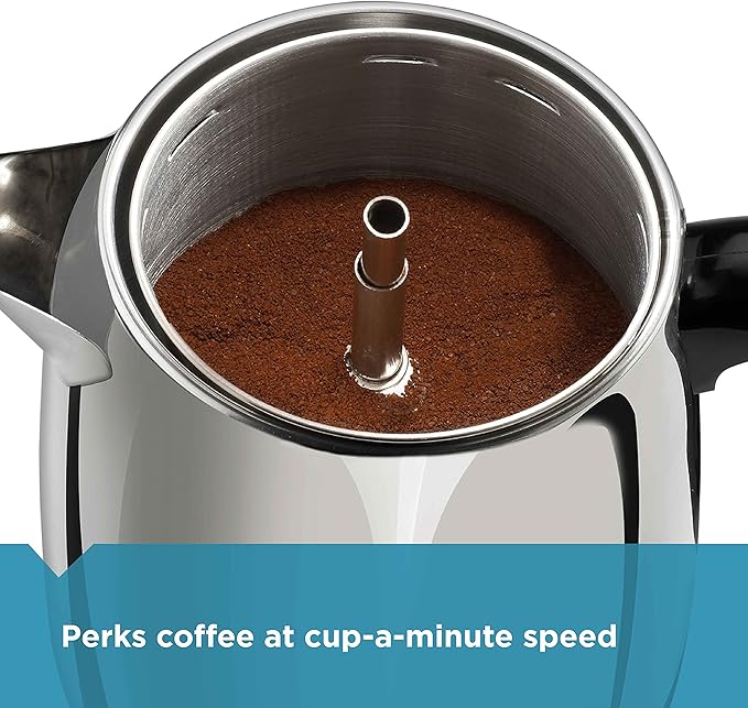 Farberware 12 Cup Electric Coffee Percolator, Coffee Maker with Stainless Steel Basket, Automatic Keep Warm, No-Drip Spout