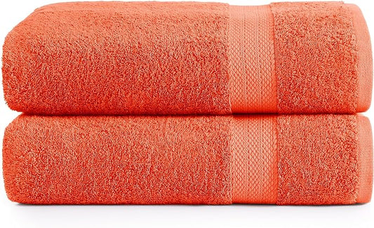 LANE LINEN 100% Luxurious Cotton 2 Pack Bath Sheets Set (35"x66") - Super Soft, Quick Dry & Highly Absorbent Extra Large Rust Orange Towels - Daily Use Hotel & Spa Quality Bathroom Towel - Tiger Lily