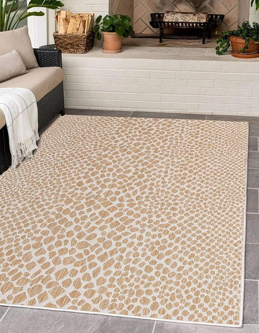 Unique Loom Outdoor Collection Area Rug - Cape Town (2' 2' x 3' 1' Rectangle, Dark Beige/ Ivory)