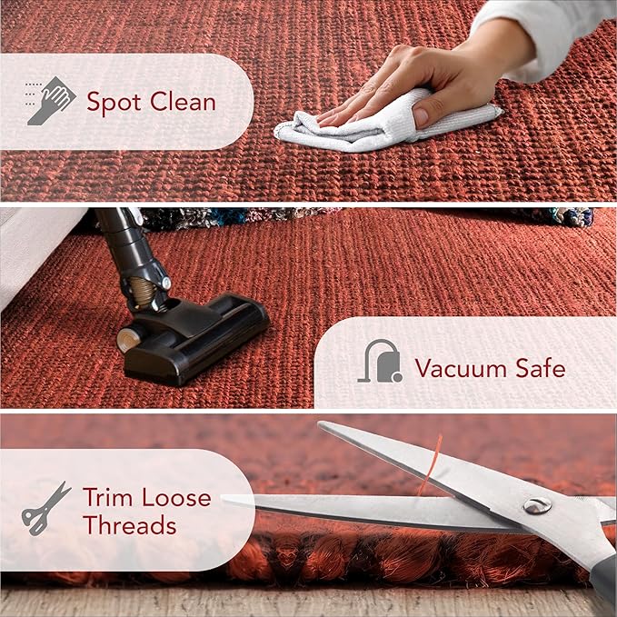 Nuloom Daniela Brick, 3' x 5', Handmade, Jute, Tassel, Soft and Textured, High Traffic, Stain Resistant, Easy Clean, Durable Area Rug for Bedroom, Living Room, Dining Space, Foyer, Entryway