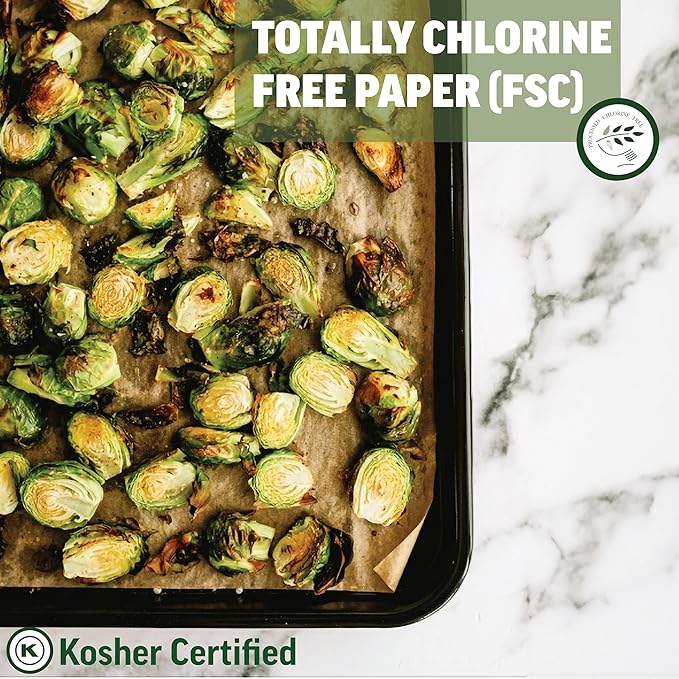 Zenlogy Parchment Paper Sheets 12x16 (100 sheets) for Baking - Unbleached Chlorine-free High Heat Non-Stick Pre-Cut Parchment Paper for Half Sheet Pans