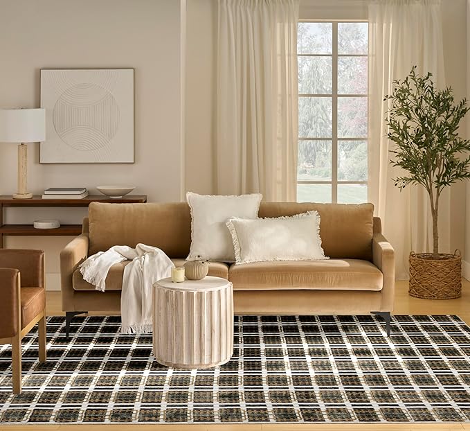 Nourison Home Nordic Charcoal Multicolor 8' x 10' Area Rug - Easy Clean, Non Shedding, Bed Room, Living Room, Dining Room, Kitchen (8' x 10')