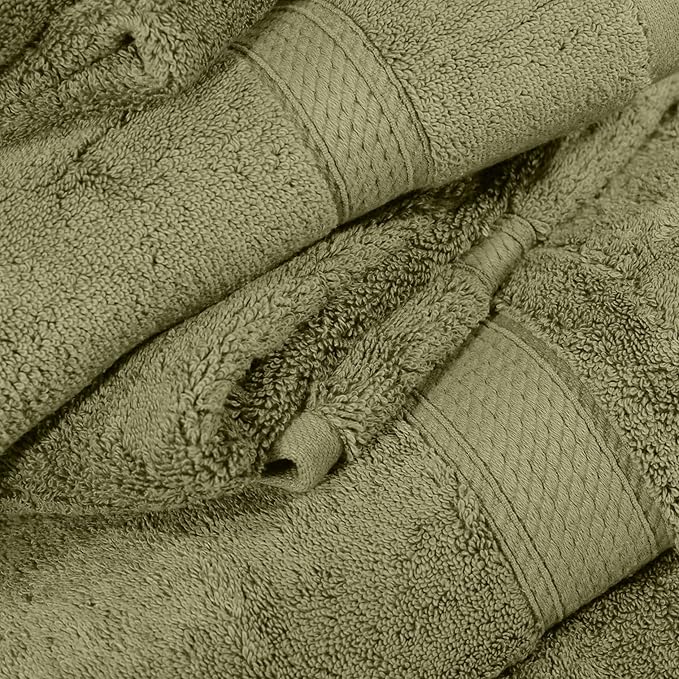 Superior Egyptian Cotton Pile 6 Piece Towel Set, Includes 2 Bath, 2 Hand, 2 Face Towels/Washcloths, Ultra Soft Luxury Towels, Thick Plush Essentials, Guest Bath, Spa, Hotel Bathroom, Forest Green