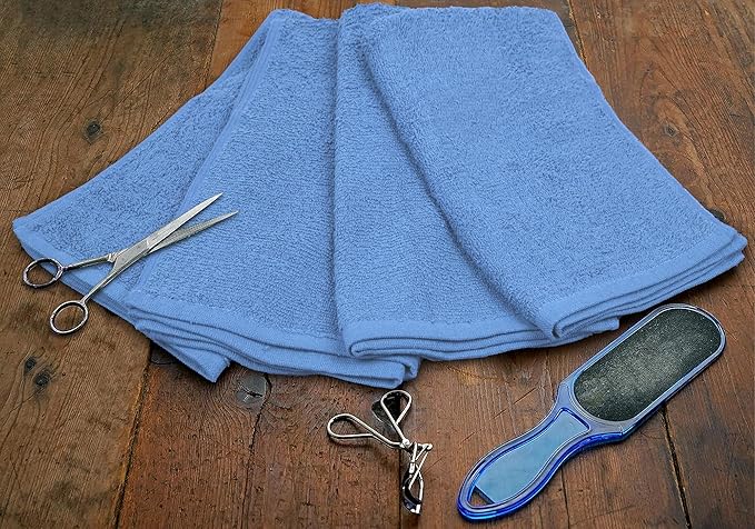 Softolle Salon Towels – Pack of 24 (16"x27") 100% Cotton Ring Spun (Not Bleach Proof) Ultra Soft, Highly Absorbent Hand Towels – Bulk for Spa, Gym & Salon (Electric Blue)