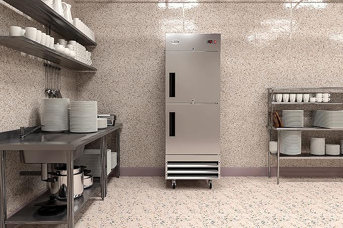 KoolMore Commercial Half Door Reach-in Freezer for Restaurant, Cafe, and Cold Food Storage, Stainless Steel Finish, Large 23 Cu. Ft. Capacity, Heavy Duty Kitchen Use (RIF-1D-SSHD), Silver