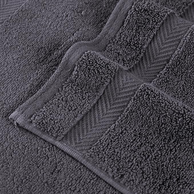 Superior Cotton Hand Towel Set, Medium Sized Towels, Plush Soft Absorbent Bathroom Basics, Home Essentials, Spa, Salon, Hotel, Kitchen, Luxury Quick Dry, Zero Twist Collection, Set of 6, Grey