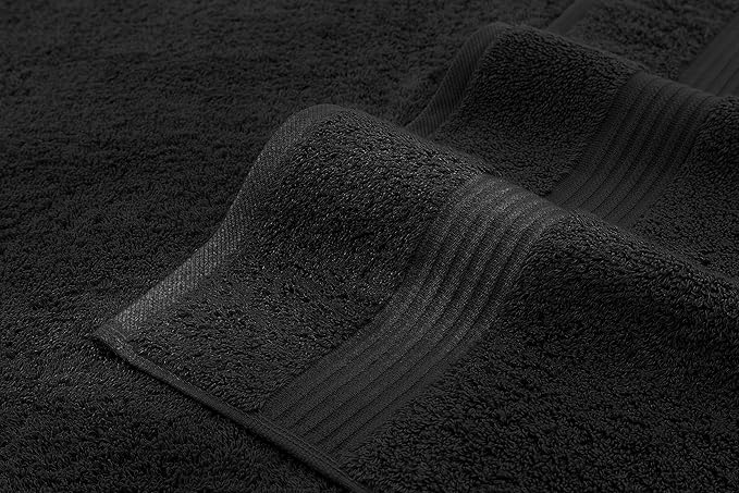 American Veteran Towel, 100% Cotton Turkish 6 Piece Towel Set, Luxury Towels Set of 6 for Bathroom Essentials, 2 Bath Towels 2 Hand Towels 2 Washcloths, Black