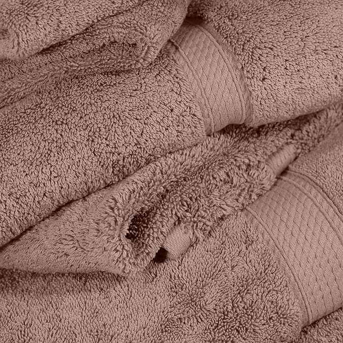 Superior Egyptian Cotton Pile 3-Piece Towel Set, 1 Bath, 1 Hand, 1 Face Towel/Washcloth, Heavyweight, Ultra Soft Luxury Towels, Thick Plush Essentials, Guest Bath, Spa, Hotel Bathroom, Muted Mauve
