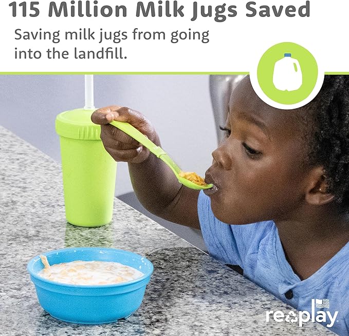 Re-Play Toddler Forks and Spoons Set - 6x6 Utensils Set for Kids - Dishwasher and Microwave Safe - Made in USA - Set of 12-5.8" x 1.2" x 0.2" - Fairytale