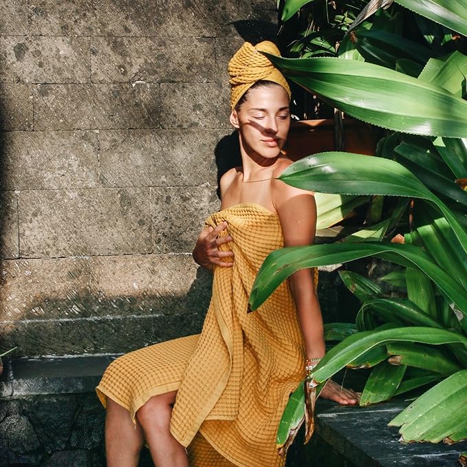 sea me at home Waffle Bath Sheet Set, 100% Turkish Cotton, Includes 1 Bath Sheet, 1 Hand Towel, 2 Face Towels