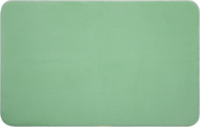 American Soft Linen 21x32 Fluffy Foamed Slip Reducer Bath Rug, Machine Washable Area Bath Mat Rugs for Bathroom, Sage Green