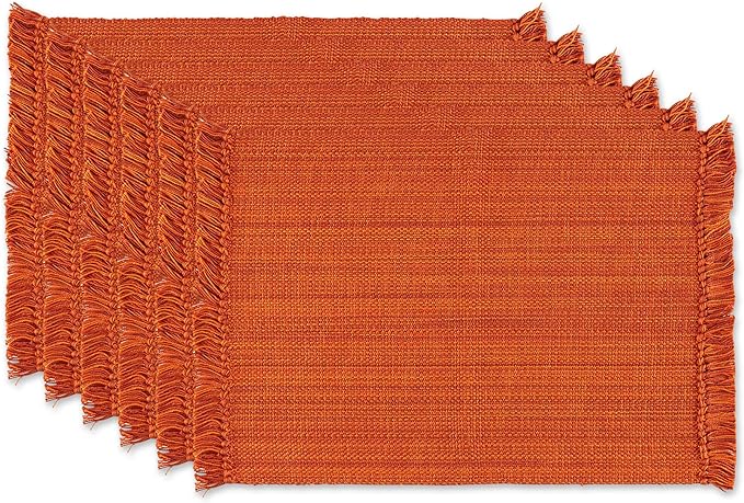 DII Variegated Tabletop Collection, Placemat Set3x19, Burnt Orange, 6 Piece