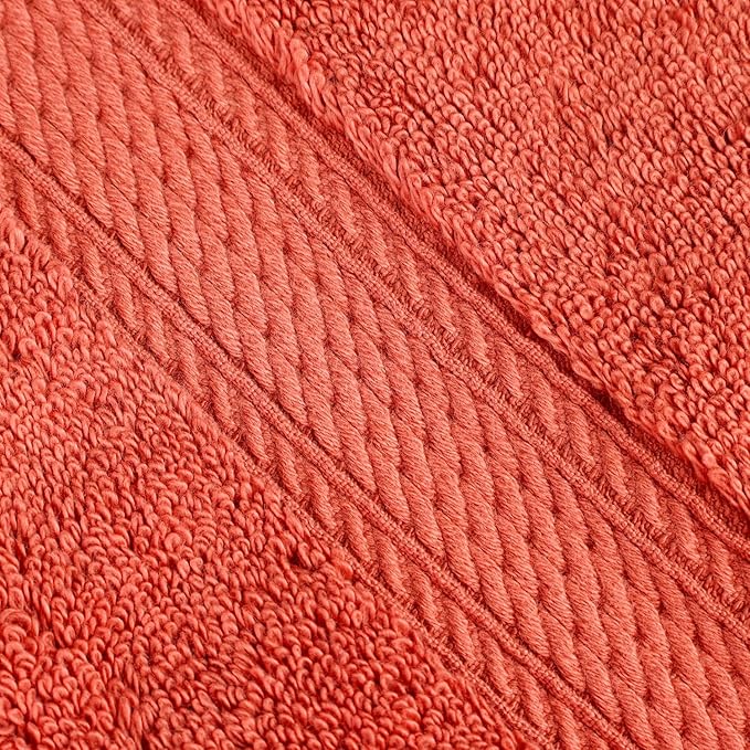 Superior Egyptian Cotton Pile 8 Piece Towel Set, Includes 2 Bath, 2 Hand, 4 Face Towels/Washcloths, Ultra Soft Luxury Towels, Thick Plush Essentials, Guest Bath, Spa, Hotel Bathroom, Coral