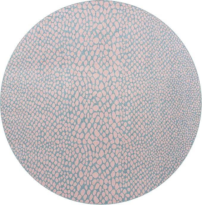Unique Loom Jill Zarin Jill Zarin Outdoor Collection Area Rug - Cape Town (13' Round, Pink and Aqua/Light Blue)