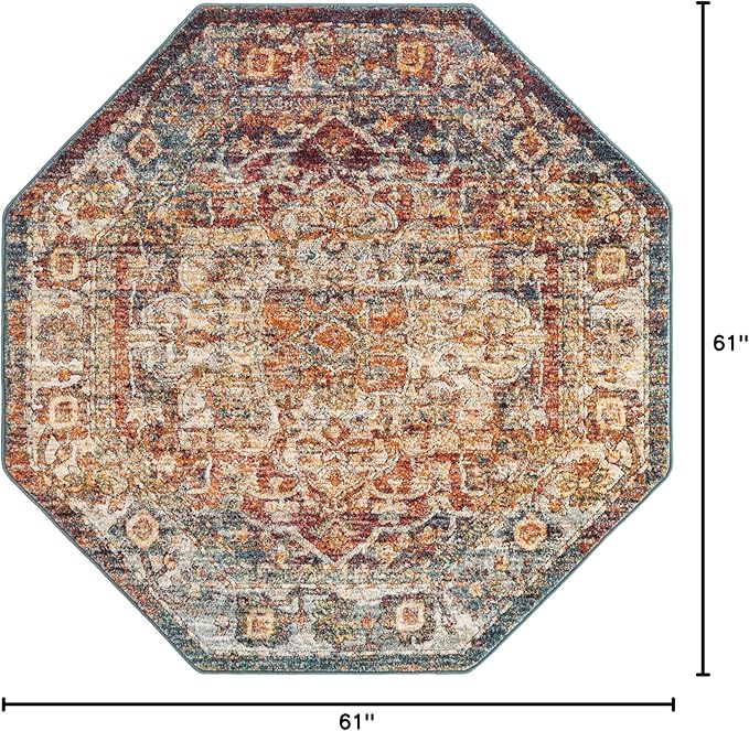 Unique Loom Isabella Collection Area Rug - Adjani (5' 1" Octagon, Multi/ Beige)