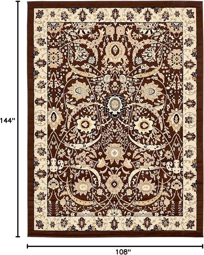 Unique Loom Espahan Collection Area Rug - Cape Cod (9'x 12' Rectangle, Brown/ Beige)
