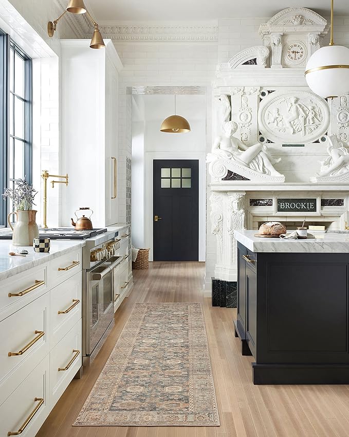 Loloi Margot Collection MAT-03 Ocean/Spice 2'-3" x 3'-9" Accent Rug feat. CloudPile, No-Shed Easy Clean Large Patterned Area Rug for Living Room, Bedroom, Dining Area