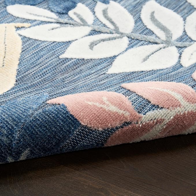 Nourison Home Suncoast Denim Multicolor 5'3" x 7'3" Area Rug - Easy Clean, Non Shedding, Bed Room, Living Room, Dining Room, Kitchen (5' x 7')