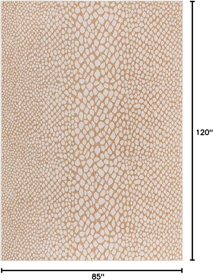 Unique Loom Outdoor Collection Area Rug - Cape Town (7' 1" x 10' Rectangle, Dark Beige/ Ivory)