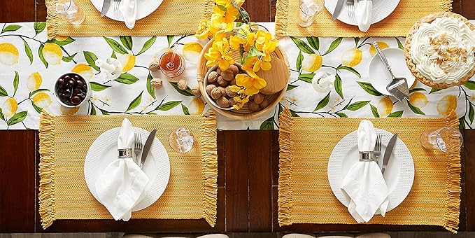 DII Variegated Tabletop Collection, Placemat Set3x19, Apricot, 6 Piece