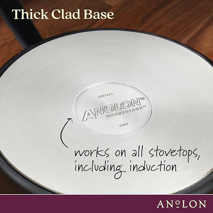 Anolon 87538 Smart Stack Hard Anodized Nonstick Frying Pan / Fry Pan / Hard Anodized Skillet - 12 Inch, Black