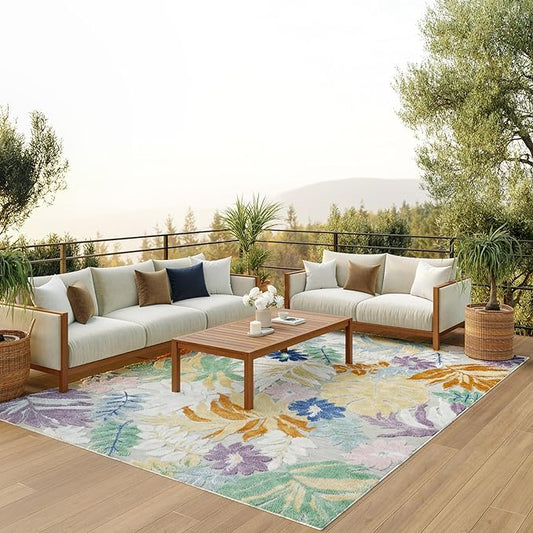 Nourison Home Suncoast Multicolor 9' x 12' Area Rug - Easy Clean, Non Shedding, Bed Room, Living Room, Dining Room, Kitchen (9' x 12')