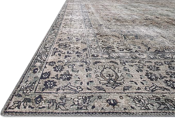 Loloi Layla Collection LAY-06 Taupe/Stone 2'-3" x 3'-9" .13" Thick Accent Rug, Soft, Durable, Vintage Inspired, Distressed, Low Pile, Non-Shedding, Easy Clean, Printed, Living Room Rug