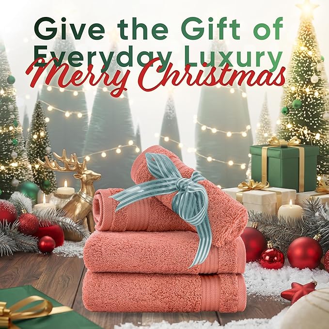 American Veteran Towel, 100% Cotton Turkish Washcloths for Bathroom Essentials 4 Pack, Soft Absorbent Wash Cloths Quick Drying Small Towels Washrags, Coral