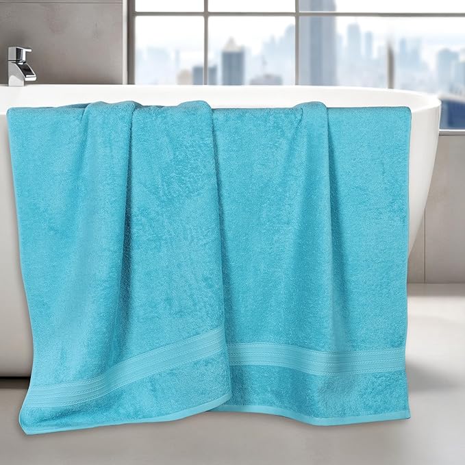 Superior Eco-Friendly Cotton 2-Piece Bath Sheet Set, Oversized Towels for Adults and Kids, Body Towels for Shower, Bath, Quick Dry, Resort, Bathroom Basics, Home, Apartment Essentials, Turquoise