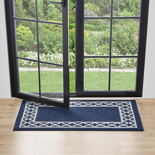 Nautica – Runner Rug | Indoor Runners for Hallways and Entry Rugs| Non-Slip and Non-Skid Entry and Kitchen Door Mat| Machine Washable Entryway Carpet Rugs | 2'2" x 3'9" | Trellis Denim