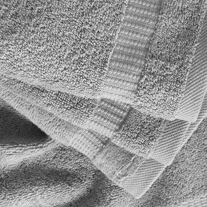 SALBAKOS 100% Turkish Cotton Washcloth Set of 12 13x13 inch | Heirloom Quality | Hotel & Spa Collection | Ultra Soft, Super Absorbent, Wash Cloth Towels | Made in Turkey (Silver 12 Pcs Washcloth)