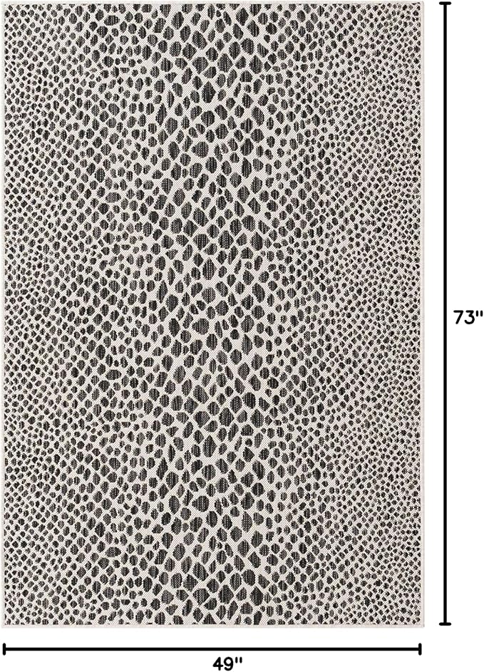 Unique Loom Outdoor Collection Area Rug - Cape Town (4' 1' x 6' 1' Rectangle, Black/ Ivory)