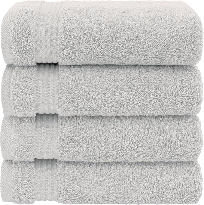 American Veteran Towel, Hand Towels for Bathroom Set of 4, 100% Cotton Turkish Hand Towel Sets, Soft Hand Face Towels, Silver Grey Hand Towels